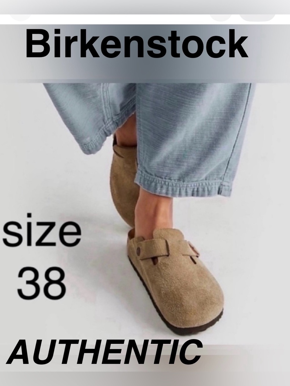Birkenstock Boston NEW Suede Clog in Taupe authentic- size 38